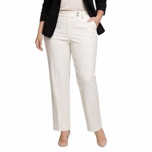 Larry Levine NEW Woman Ivory Cream Straight Leg Lined Pants Women’s Size 18W